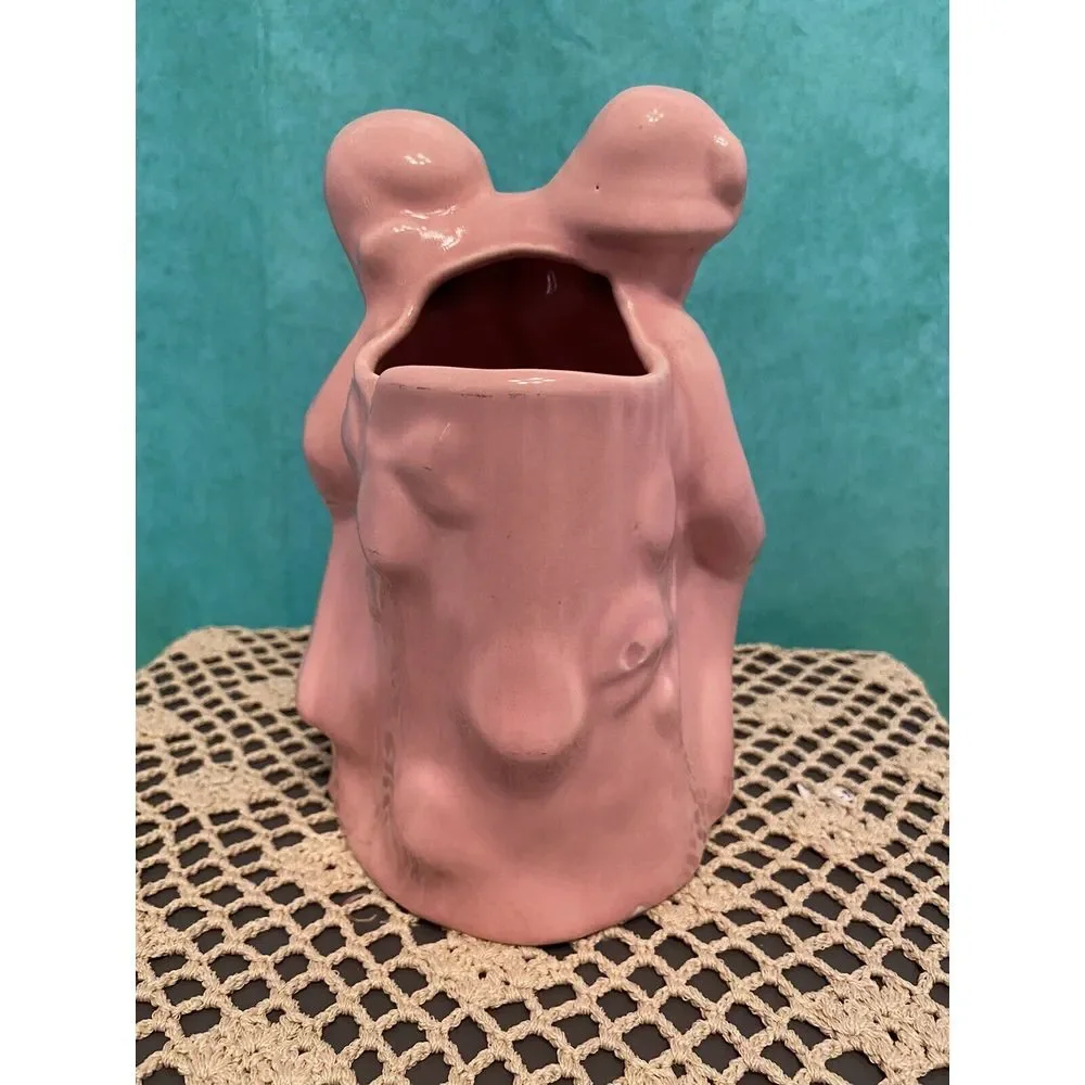 Antique 1940's Ceramic Art Flower Vase with Boy and Girl **Please See Last Photo